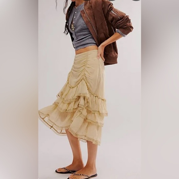 Free People Calliope Ruffle Midi Skirt NWT - Picture 2 of 5
